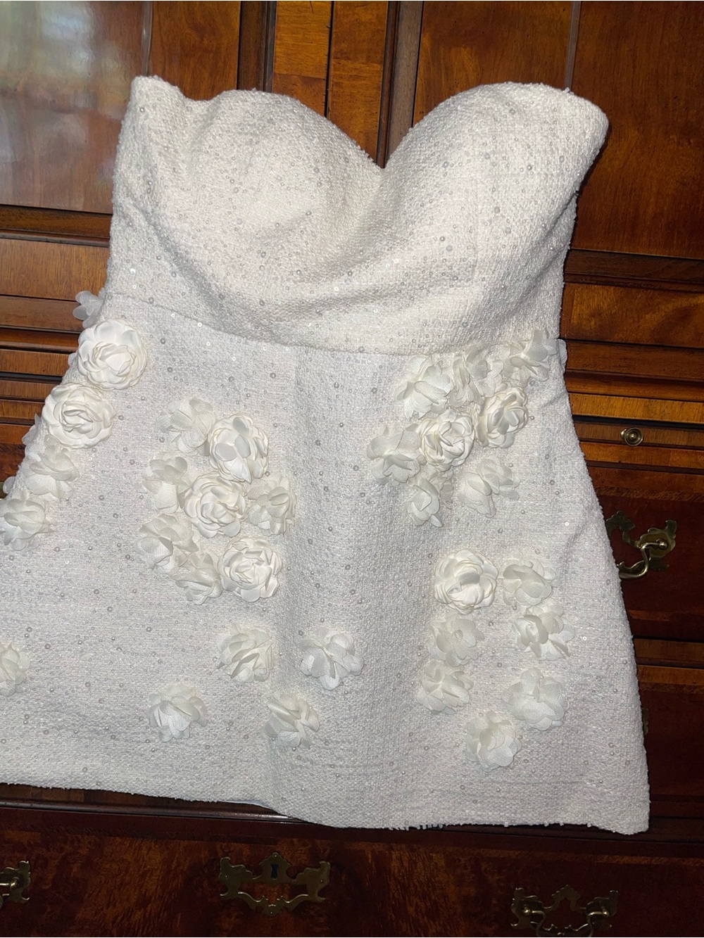 Fashion Nova White Floral Sequin Strapless Mini Dress NWT Size M - Picture 5 of 14